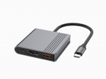 Gembird A-CM-COMBO3-05 USB C tipo 3 viename daugiaprievadis adapteris (USB prievadas + HDMI + USB-C vaizdo įra&scaron;ymo įrenginys), kosminės pilkos spalvos