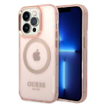 Guess GUHMP14LHTCMP iPhone 14 Pro 6.1" roosa/roosa hard &uuml;mbris kuldne Outline Translucent MagSafe