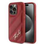 Karl Lagerfeld Diagonal Quilted Script &uuml;mbris jaoks iPhone 15 Pro Max - punane