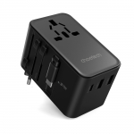 Choetech PD5022 70W EU/USA/AUS/UK reisimisadapter koos sisseehitatud USB-C kaabliga - must