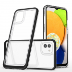 L&auml;bipaistev 3in1 &uuml;mbris Samsung Galaxy A03 silikoonist kate koos raamiga must