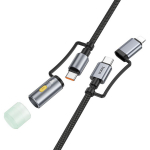 Laidas All-in-one USB C / Lightning į USB C / LED Light Hoco PD 3A 60W 1,2 m U138 juodas