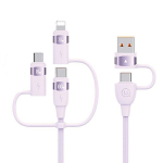 USAMS Laidas U85 2xUSB-C/USB/Micro-USB/ Lightning 6w1 1,2m 100W PD Fast Charge violetinis SJ645USB02 (US-SJ645)