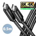 Axagon USB-C USB-C kaabel 0.5m 240W 8K must BUCM4X-CM05AB