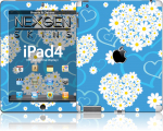 Nexgen dekoratiivne 3D-efektiga kleebis seadmele iPad 2/3/4, Hearts and Daisies 3D