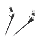 Neli-&uuml;hes USB-A/USB-C&ndash;USB-C/Lightning kaabel, 1 m
