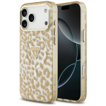 Guess IML Leopard Glitter Triangle Logo MagSafe &uuml;mbris mudelile iPhone 17 Pro / 18 Pro &ndash; pruun