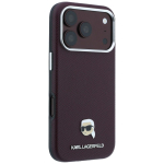 Bordoopunane KARL LAGERFELD &uuml;mbris IPHONE 18 Pro Max/ 17 Pro Max (Grained Karl Head Metal) jaoks, &uuml;hildub MagSafe'iga