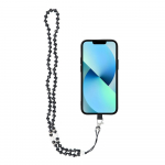 CRYSTAL DIAMOND telefono dirželis, telefono pakabukas / virvelės ilgis 74 cm (37 cm kilpoje) / ant kaklo &ndash; juodas