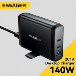 Laadija Essager "Peak 2" Must 140W (2xPD / QC3.0)