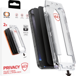 Tel Protect Dust-Free Easy Fit Privacy Full Glue 6D karastatud klaas Iphone 15 Pro must - 2 tk