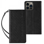 Magnet Strap &Uuml;mbris jaoks Samsung Galaxy S23 Flip Wallet Mini Lanyard Stand must