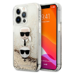 Karl Lagerfeld Liquid Glitter Karl&Choupette Head &Uuml;mbris jaoks iPhone 13 Pro Max 6.7" - kuldne
