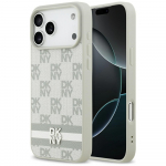 DKNY Checkered with Printed Stripes &Uuml;mbris jaoks iPhone 17 Pro Max - Beige