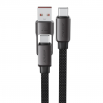 Acefast C13-04 USB-C - USB-A / USB-C kaabel 480Mb/s 3A 1.2m - must