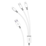 Dudao L8s-3in1 USB-A&ndash;USB-C / Micro-USB / Lightning kaabel, 100 W, 1,2 m, valge