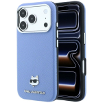 KARL LAGERFELD &uuml;mbris mudelile IPHONE 18 Pro Max/ 17 Pro Max &uuml;hildub MagSafe'iga (Grained Choupette Head Metal) (v&auml;rv: helesinine)