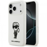 KARL LAGERFELD &uuml;mbris jaoks IPHONE 17 Pro compatible with MagSafe KLHMP17LSKIGROH (Silicone W/ KL Sketch & Logo) valge