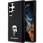 Karl Lagerfeld Silicone Ikonik Metal Pin &uuml;mbris jaoks Samsung Galaxy S23 Ultra - must