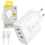 Blavec seinalaadija BC-11 GaN - USB + 2xType C - QC PD 65W 3A koos Type C - Type C kaabliga (TCBC11G-U2CW653A) valge