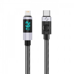 Orico LDC2L USB-C&ndash;Lightning PD, 29 W, 480 Mbps kaabel LED-ekraaniga, 1,5 m &ndash; must