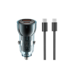 XO CC60 60 W autolaadija USB-A ja USB-C pesade ning USB-C kaabliga &ndash; sinine