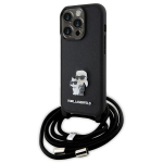 Karl Lagerfeld Crossbody Saffiano Metal Pin Karl & Choupette &uuml;mbris jaoks iPhone 15 Pro - must