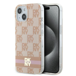 DKNY IML Checkered Mono Pattern & Printed Stripes MagSafe &uuml;mbris jaoks iPhone 15 / 14 / 13 - roosa