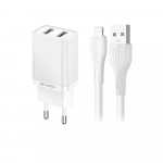 Laadija Awei C15L-EU 10W 2xUSB-A + USB-A to Lightning kaabel 1.0m valge