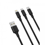 XO kabelis NB173 3in1 USB - Lightning + USB-C + microUSB 1,2 m 2,4A juodas