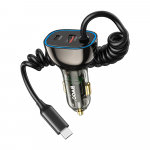 BWOO CC96C 30W PD car įkroviklis 1x USB-C 1x USB port with USB-C laidas pilkas