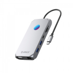 Orico XCR 12-&uuml;hes RGB USB-C dokkimisjaam 3x USB-A 3.1 1x USB-A 2.0 1x USB-C PD 100W 1x USB-C 3.1 1x HDMI 1.4 4K 30Hz 1x VGA 1080p 1x microSD/SD 3.0 1x RJ Gigabit Ethernet 1x Audio CTIA 3.5 mm - hall