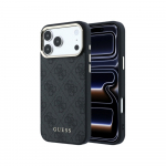 Case Guess PU Leather 4G Gold Frame MagSafe Apple iPhone 18 Pro Max black