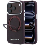 Bordoopunane Saffiano tekstuuriga PU-st Karl Lagerfeldi MagSafe-&uuml;mbris r&otilde;ngasalusega Apple iPhone 18 Pro Max telefonile