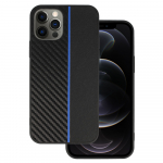 Tel Protect CARBON &Uuml;mbris jaoks Iphone 12 Pro Max Must with sinine stripe