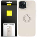 Spacecase Silikoninis dėklas su žiedu iPhone 15 Plus kaulo spalvos