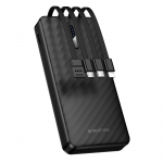 Borofone BJ84 Smooth akupank 10000mAh USB koos USB, Type-C, Lightning ja Micro USB kaablitega must
