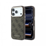 Case Guess PU Leather 4G Gold Frame MagSafe Apple iPhone 18 Pro Max brown