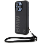 BMW Signature Leather Wordmark Cord &uuml;mbris jaoks iPhone 15 Pro Max - must