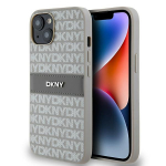 DKNY Leather Mono Stripe & Metal Logo &uuml;mbris jaoks iPhone 15 / 14 / 13 - beige