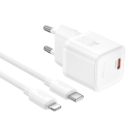 Laadija Hoco N66 35W GaN USB-C/USB-A + USB-C to Lightning kaabel 1.0m valge