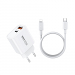 Laadija Remax RP-U120 20W USB-C/USB-A + USB-C &ndash; Lightning kaabel 1.0m valge