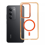 &Uuml;mbris Xiaomi Redmi 15 Frame Clear Hybrid Mag Cover &uuml;hilduv MagSafe-ga hermes oranž