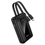 Hoco J162 akupank sisseehitatud USB-C- ja Lightning-kaablitega, 10000 mAh, QC, PD, 22,5 W, must