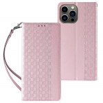 Magnet Strap &Uuml;mbris jaoks Samsung Galaxy S23+ Flip Wallet Mini Lanyard Stand roosa