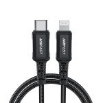 Acefast C4-01 Lightning - USB-C PD kaabel 30W 3A 480Mb/s 1.8m - must