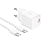 Laadija Hoco N66 35W GaN USB-C/USB-A + USB-C to USB-C kaabel 1.0m valge