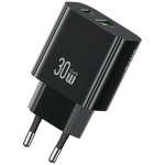 Tinklo įkroviklis USAMS CC316 T65 30W 1xUSB-C 1xUSB-A Fast Charging juodas