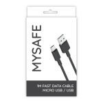 MYSAFE NB Laidas P156 MICRO USB 1M juodas