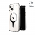 Speck Presidio Perfect-Clear MagSafe &uuml;mbris ClickLock-tehnoloogiaga seadmele iPhone 17e / 16e / 15 / 14 / 13, l&auml;bipaistev kroomiv&auml;rvi r&otilde;ngaga